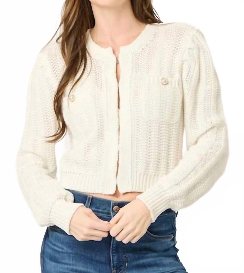 NEW BTB LOS ANGELES jade crewneck cardigan in white